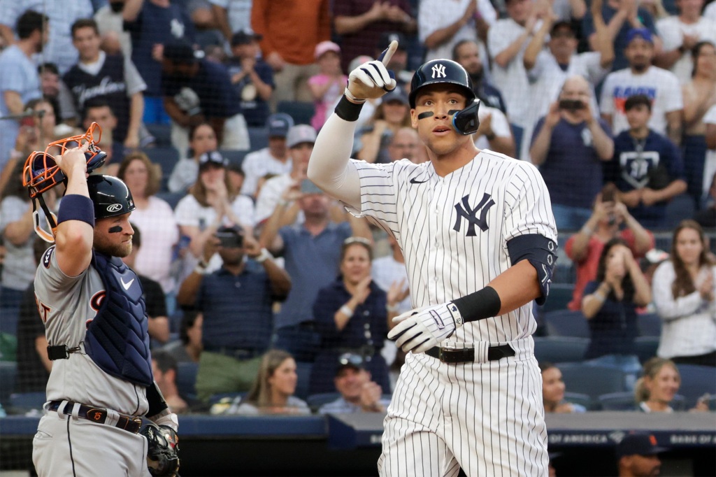 Aaron Judge has an MLB-leading 20 home runs through the first 50 games of the season.
